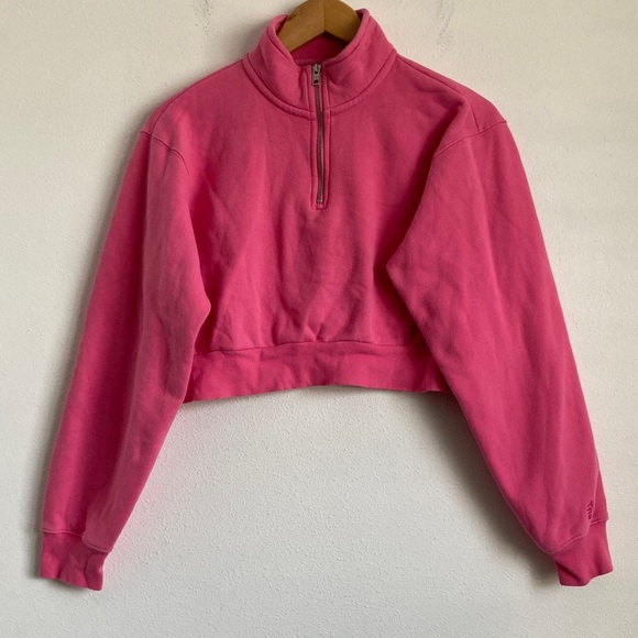 Aritzia Tops - Aritzia TNA Pink Quarter-Zip Cropped Sweatshirt